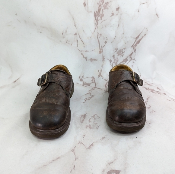 Vtg Dr Martens Shoe Womens 9.5 Leather Monk Strap Buckle Made England Oxford Y2K - Picture 2 of 14
